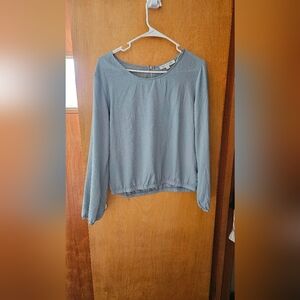Long Sleeve Steel Blue Blouse